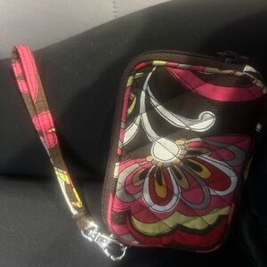 Vera Bradley Floral Wristlet with Pink and Brown Design